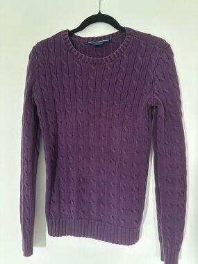Ralph Lauren Plum Cable Knit Crewneck Sweater